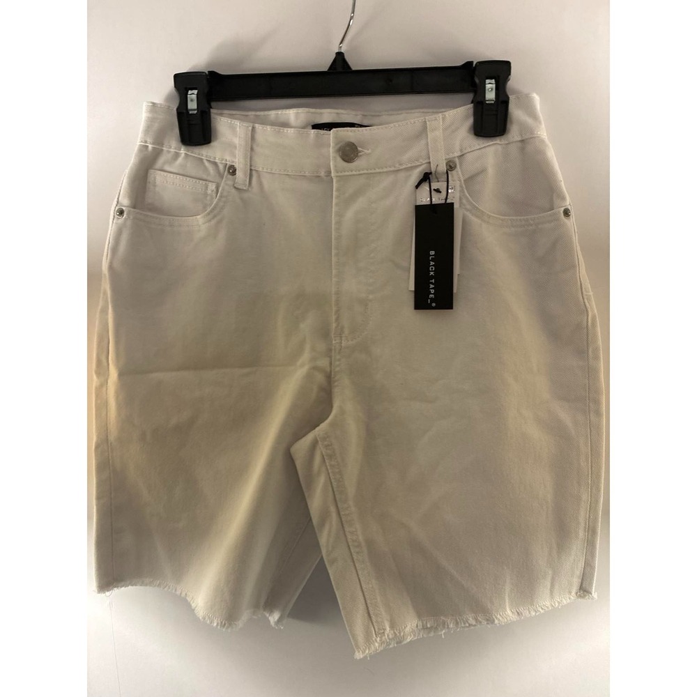 Black Tape Denim Shorts Womens 4 Light Wash Raw Hem Mid Rise Casual